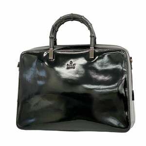 Gucci Bamboo Handbag 000 0829 Enamel Black Women's